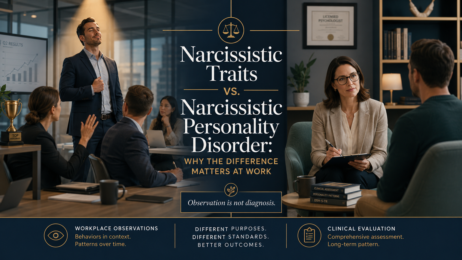 Narcissistic traits vs NPD explained without diagnosing workplace behavior