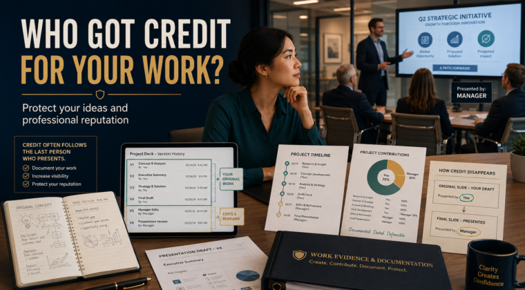 Boss stealing credit for employee work and ways to protect ideas and professional reputation