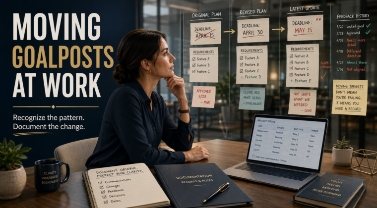 Moving goalposts at work shown through changing expectations and workplace documentation