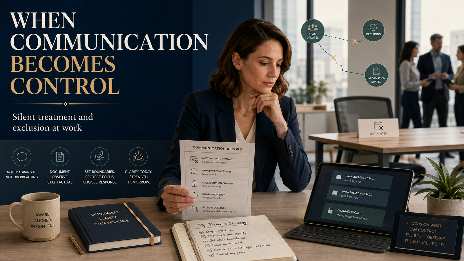 Silent treatment at work showing workplace exclusion and communication withdrawal