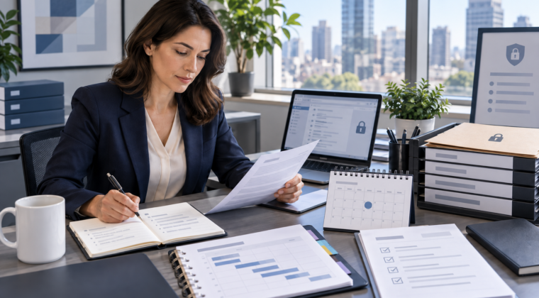 Employee preserving workplace bullying evidence through organized emails, notes and incident records