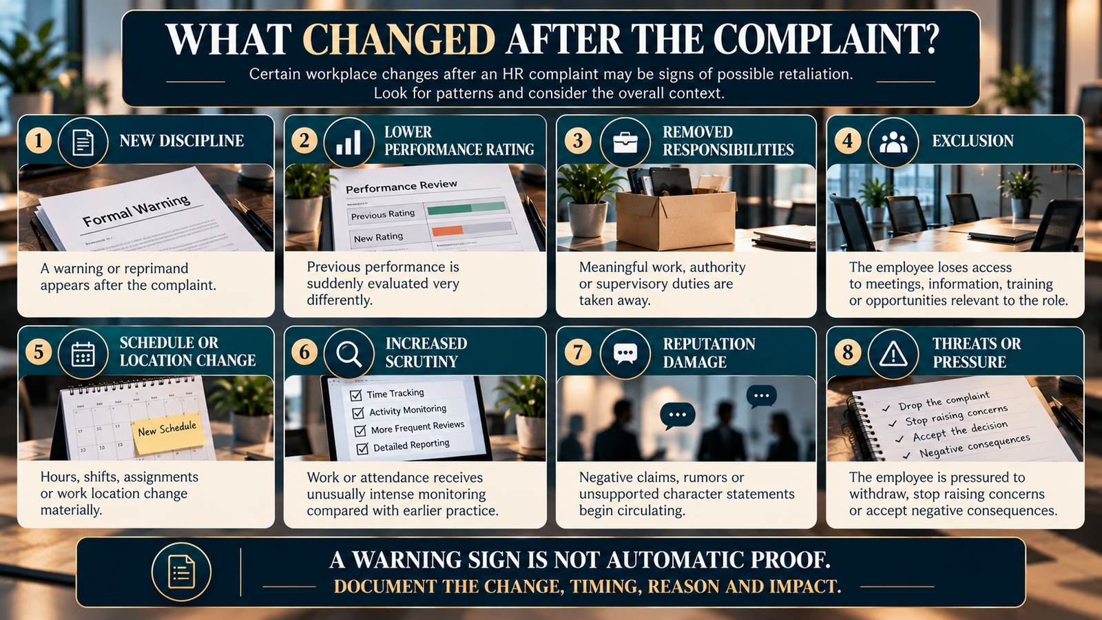Warning signs to document after an HR complaint